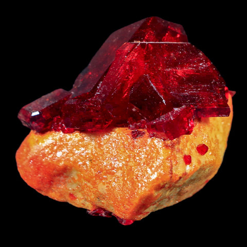 2" Stunning Red Pruskite Yellow Base Crystal Mineral Specimen From Poland - Fossil Age Minerals