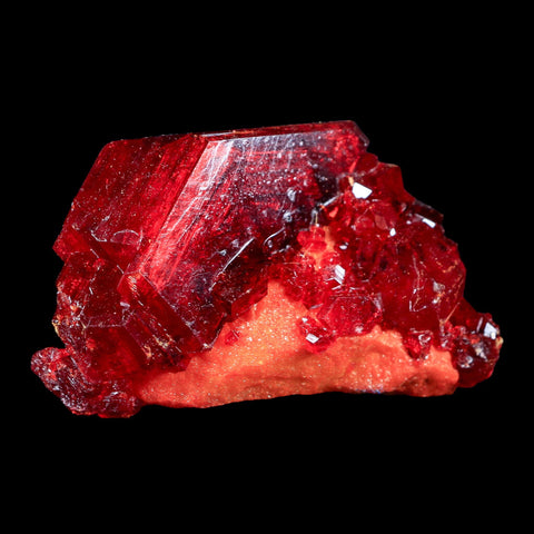 2.6" Stunning Red Pruskite Yellow Base Crystal Mineral Specimen From Poland - Fossil Age Minerals