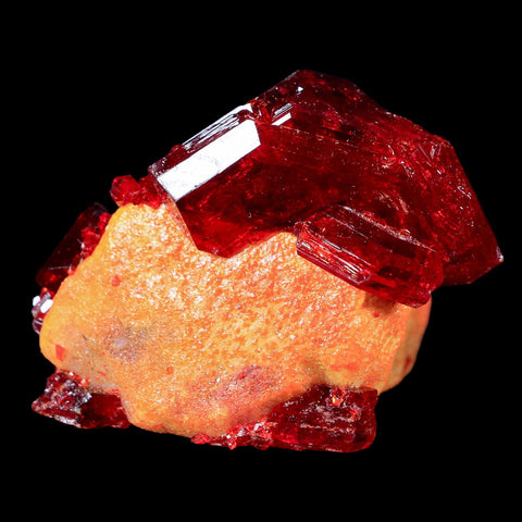 2.4" Stunning Red Pruskite Yellow Base Crystal Mineral Specimen From Poland - Fossil Age Minerals