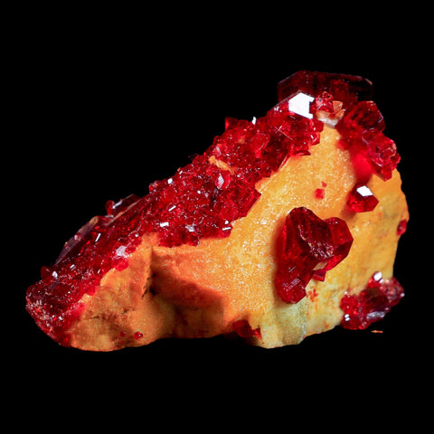 3" Stunning Red Pruskite Yellow Base Crystal Mineral Specimen From Poland - Fossil Age Minerals