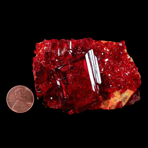 3.2" Stunning Red Pruskite Yellow Base Crystal Mineral Specimen From Poland - Fossil Age Minerals