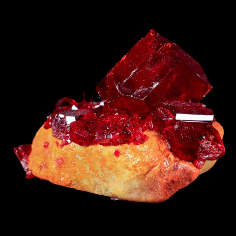 2.5" Stunning Red Pruskite Yellow Base Crystal Mineral Specimen From Poland - Fossil Age Minerals