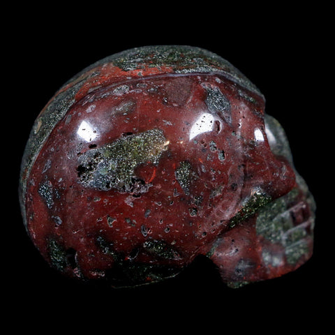 1.5" Polished Carved Skull Natural Dragon Blood Jasper Mineral Stone Western Australia - Fossil Age Minerals