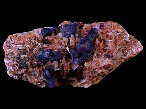 4.8" Purple Fluorite on White Barite Blades Crystal Minerals Taouirirt Morocco - Fossil Age Minerals