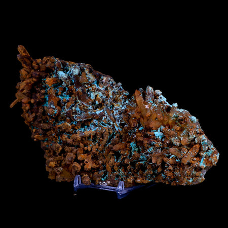 7.6" Malachite On Quartz Crystal  Mineral Specimen Tiznit Morocco Stand