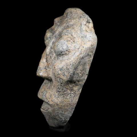 3.6" Mastodon Mammoth Fossilized Bone Hand Carved Mask Java Indonesia - Fossil Age Minerals