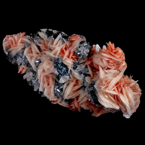 3.1" Sparkly Pink Barite Blades, Cerussite Crystals, Galena Crystal Mineral Morocco - Fossil Age Minerals