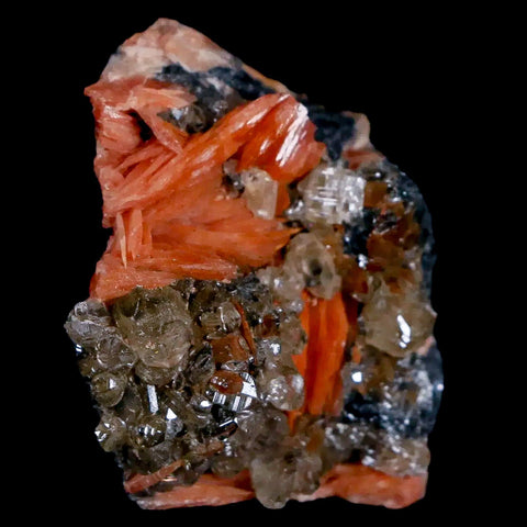 1.5" Sparkly Orange Barite Blades, Cerussite Crystals, Galena Crystal Mineral Morocco - Fossil Age Minerals