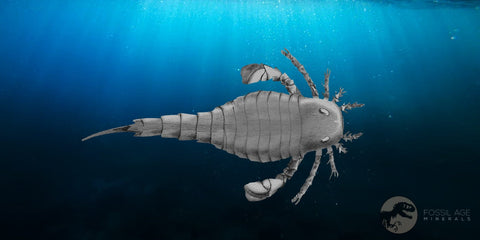 2.4" Eurypterus Sea Scorpion Fossil Upper Silurian 420 Mil Yrs Old New York Stand - Fossil Age Minerals