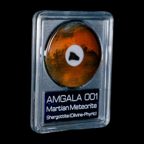 Mars Rock Martian Meteorite Amgala 001 Shergottite Olivine-Phyric COA And Display - Fossil Age Minerals