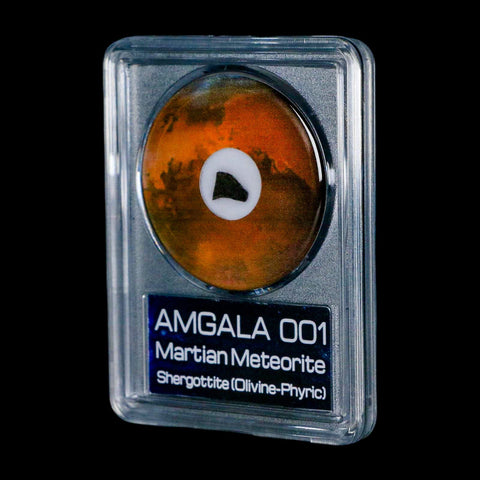 Mars Rock Martian Meteorite Amgala 001 Shergottite Olivine-Phyric COA And Display - Fossil Age Minerals