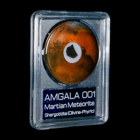 Mars Rock Martian Meteorite Amgala 001 Shergottite Olivine-Phyric COA And Display - Fossil Age Minerals