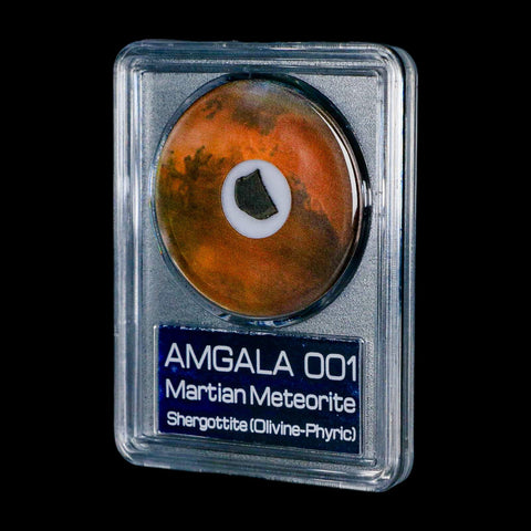 Mars Rock Martian Meteorite Amgala 001 Shergottite Olivine-Phyric COA And Display - Fossil Age Minerals