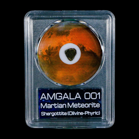 Mars Rock Martian Meteorite Amgala 001 Shergottite Olivine-Phyric COA And Display - Fossil Age Minerals