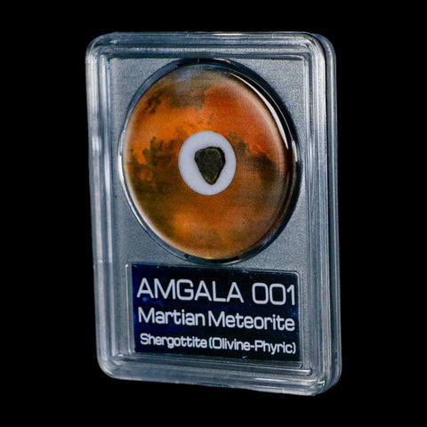 Mars Rock Martian Meteorite Amgala 001 Shergottite Olivine-Phyric COA And Display - Fossil Age Minerals