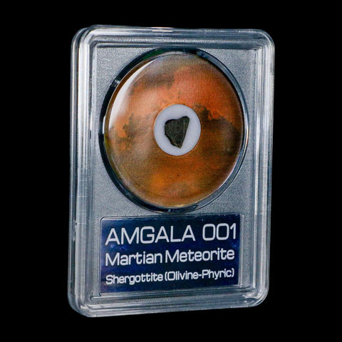 Mars Rock Martian Meteorite Amgala 001 Shergottite Olivine-Phyric COA And Display - Fossil Age Minerals