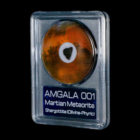 Mars Rock Martian Meteorite Amgala 001 Shergottite Olivine-Phyric COA And Display - Fossil Age Minerals