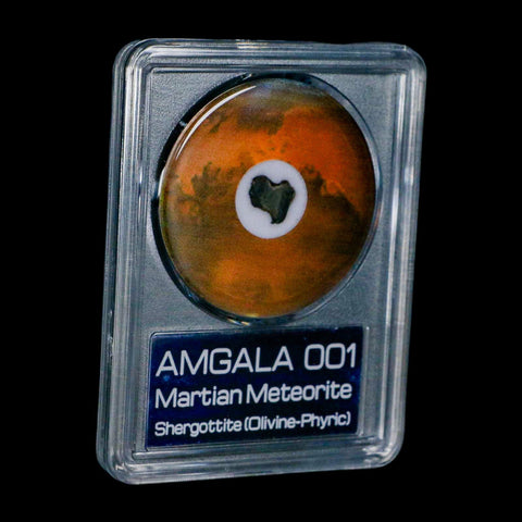 Mars Rock Martian Meteorite Amgala 001 Shergottite Olivine-Phyric COA And Display - Fossil Age Minerals