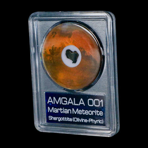 Mars Rock Martian Meteorite Amgala 001 Shergottite Olivine-Phyric COA And Display - Fossil Age Minerals