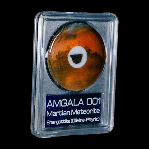 Mars Rock Martian Meteorite Amgala 001 Shergottite Olivine-Phyric COA And Display - Fossil Age Minerals