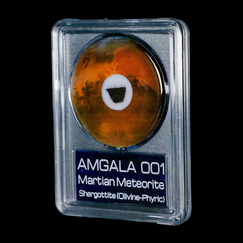 Mars Rock Martian Meteorite Amgala 001 Shergottite Olivine-Phyric COA And Display - Fossil Age Minerals