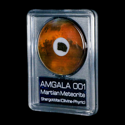 Mars Rock Martian Meteorite Amgala 001 Shergottite Olivine-Phyric COA And Display - Fossil Age Minerals