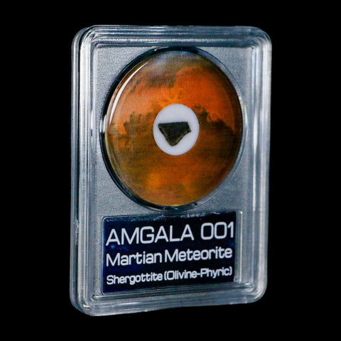 Mars Rock Martian Meteorite Amgala 001 Shergottite Olivine-Phyric COA And Display - Fossil Age Minerals