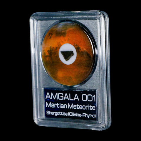 Mars Rock Martian Meteorite Amgala 001 Shergottite Olivine-Phyric COA And Display - Fossil Age Minerals