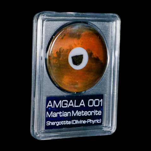 Mars Rock Martian Meteorite Amgala 001 Shergottite Olivine-Phyric COA And Display - Fossil Age Minerals