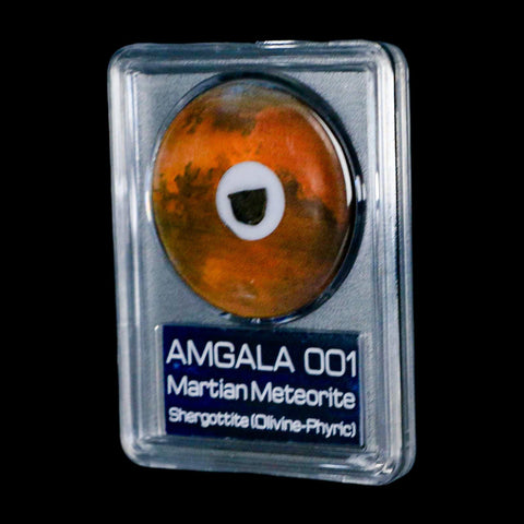 Mars Rock Martian Meteorite Amgala 001 Shergottite Olivine-Phyric COA And Display - Fossil Age Minerals