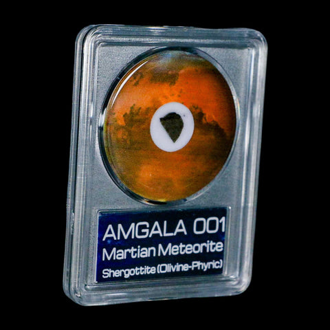 Mars Rock Martian Meteorite Amgala 001 Shergottite Olivine-Phyric COA And Display - Fossil Age Minerals