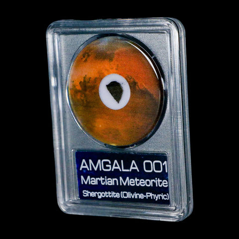 Mars Rock Martian Meteorite Amgala 001 Shergottite Olivine-Phyric COA And Display - Fossil Age Minerals