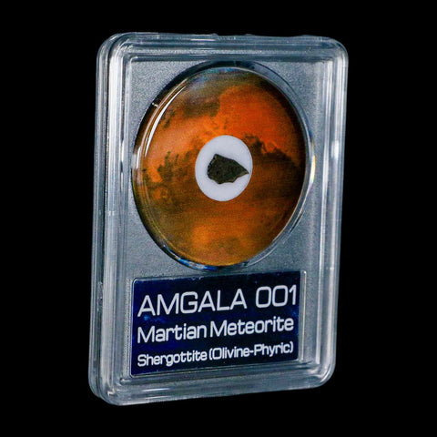 Mars Rock Martian Meteorite Amgala 001 Shergottite Olivine-Phyric COA And Display - Fossil Age Minerals