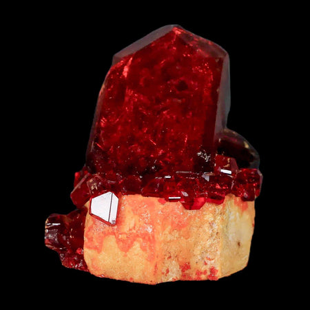 2" Stunning Red Pruskite Yellow Base Crystal Mineral Specimen From Poland