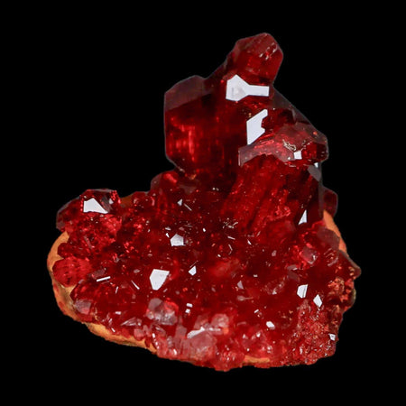 2.6" Stunning Red Pruskite Yellow Base Crystal Mineral Specimen From Poland