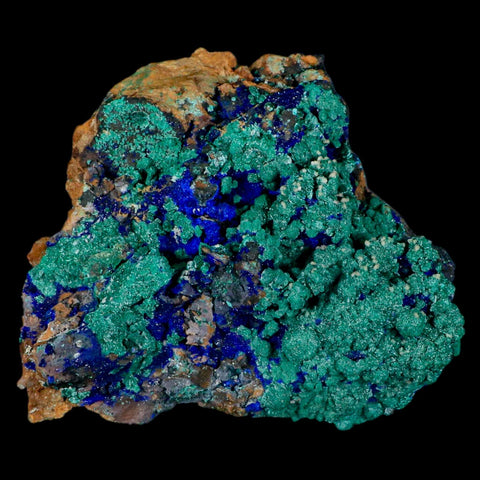 3.2" Azurite Crystals & Malachite On Matrix Colorful Mineral Specimen Morocco - Fossil Age Minerals