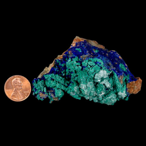 3.1" Azurite Crystals & Malachite On Barite Matrix Colorful Mineral Specimen Morocco - Fossil Age Minerals