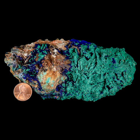 5.5" Azurite Crystals & Malachite On Barite Matrix Colorful Mineral Specimen Morocco - Fossil Age Minerals