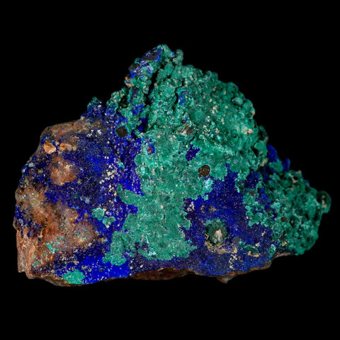 4.5" Azurite Crystals & Malachite On Barite Matrix Colorful Mineral Specimen Morocco - Fossil Age Minerals