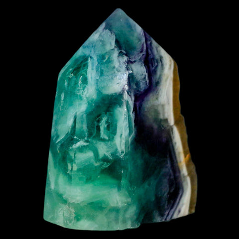 2.6" Rainbow Fluorite Crystal Mineral Specimen Natural Cut Polished Side Point Tower - Fossil Age Minerals