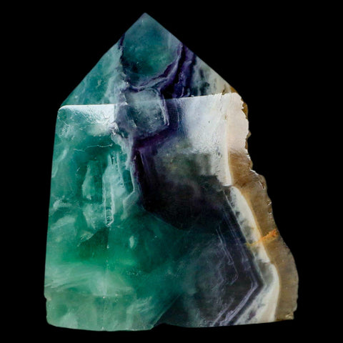 2.6" Rainbow Fluorite Crystal Mineral Specimen Natural Cut Polished Side Point Tower - Fossil Age Minerals