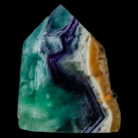 2.6" Rainbow Fluorite Crystal Mineral Specimen Natural Cut Polished Side Point Tower - Fossil Age Minerals