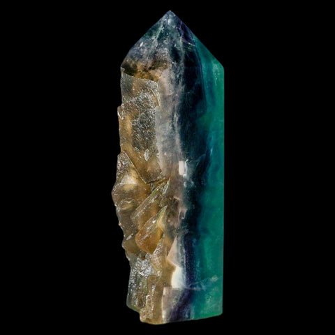 4.3" Rainbow Fluorite Crystal Mineral Specimen Natural Cut Polished Side Point Tower - Fossil Age Minerals