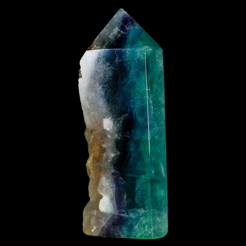 4.3" Rainbow Fluorite Crystal Mineral Specimen Natural Cut Polished Side Point Tower - Fossil Age Minerals