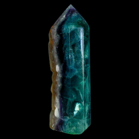 4.3" Rainbow Fluorite Crystal Mineral Specimen Natural Cut Polished Side Point Tower - Fossil Age Minerals