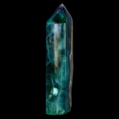 4.3" Rainbow Fluorite Crystal Mineral Specimen Natural Cut Polished Side Point Tower - Fossil Age Minerals