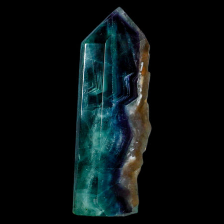 4.3" Rainbow Fluorite Crystal Mineral Specimen Natural Cut Polished Side Point Tower