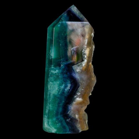 4.3" Rainbow Fluorite Crystal Mineral Specimen Natural Cut Polished Side Point Tower - Fossil Age Minerals