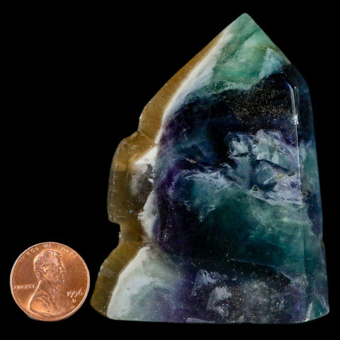 2.9" Rainbow Fluorite Crystal Mineral Specimen Natural Cut Polished Side Point Tower - Fossil Age Minerals