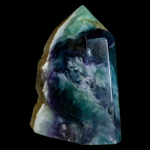 2.9" Rainbow Fluorite Crystal Mineral Specimen Natural Cut Polished Side Point Tower - Fossil Age Minerals